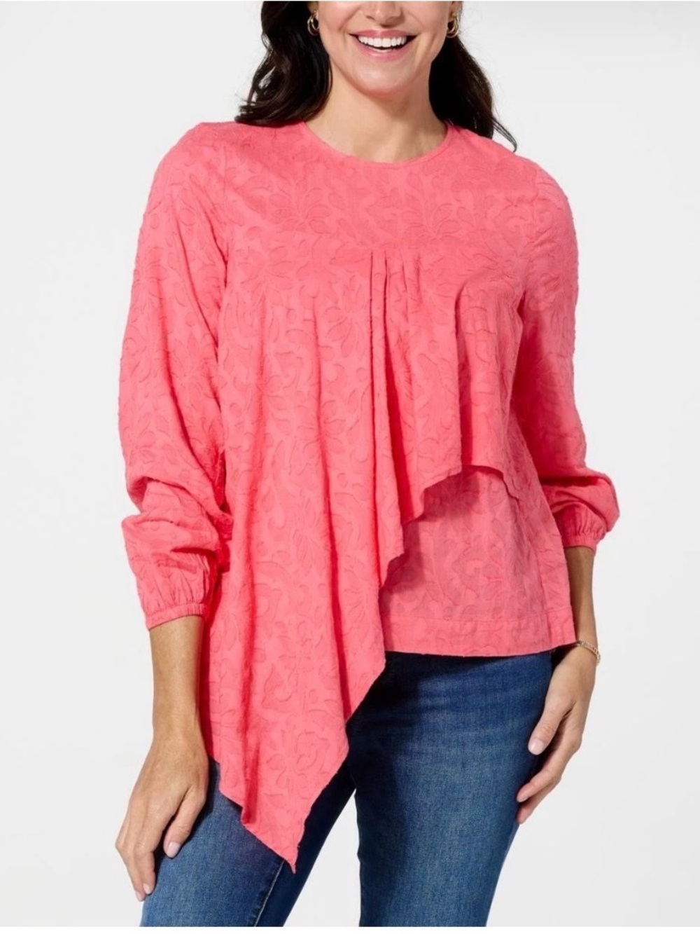 Diane Gilman Cotton Clipped Jacquard Blouse